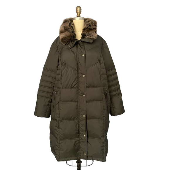 London Fog Gray Collection 1X Down Jacket w/ Faux Fur Collar - Picture 1 of 16